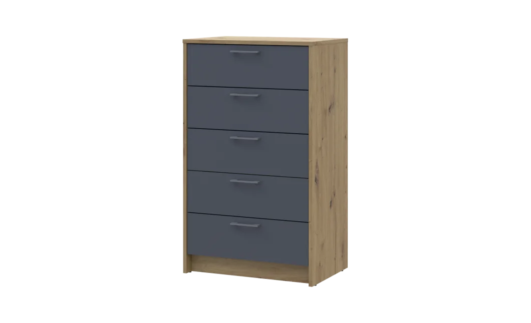 Komoda Doros Rondi Dub Artisan/Grafit 5 zásuvek 60×40×100 (41516188)