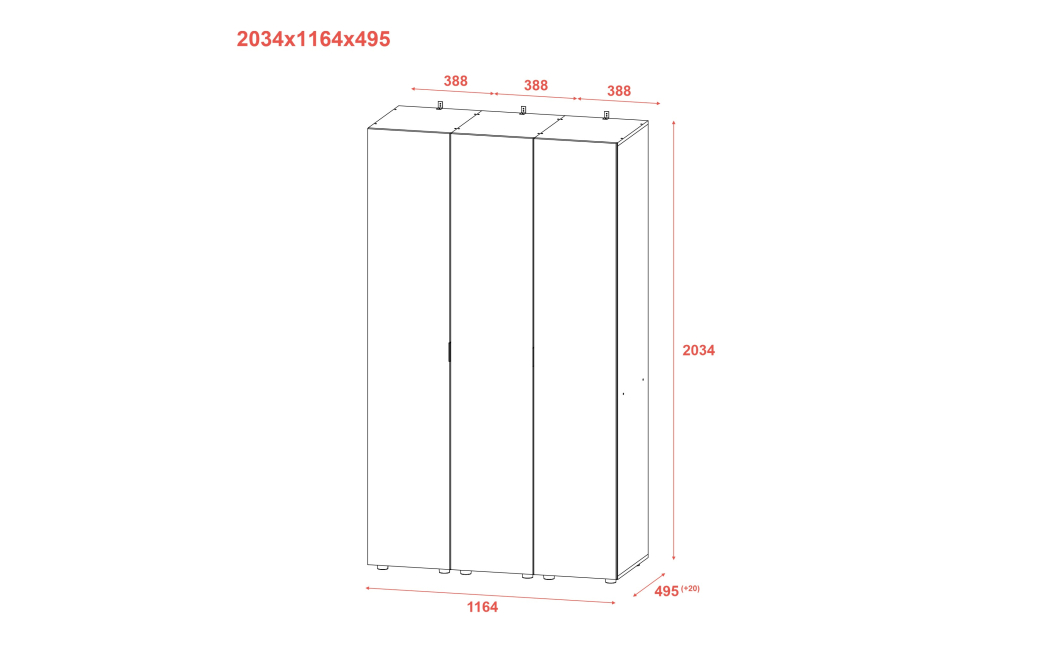 Set Doros Gelar Grafit 3 zrcadla 117 × 49,5 × 203,4 (42002167)