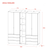 Set Doros Gelar s regálem Grafit 2+2 dveře 193,2 × 49,5 × 203,4 (42005056)