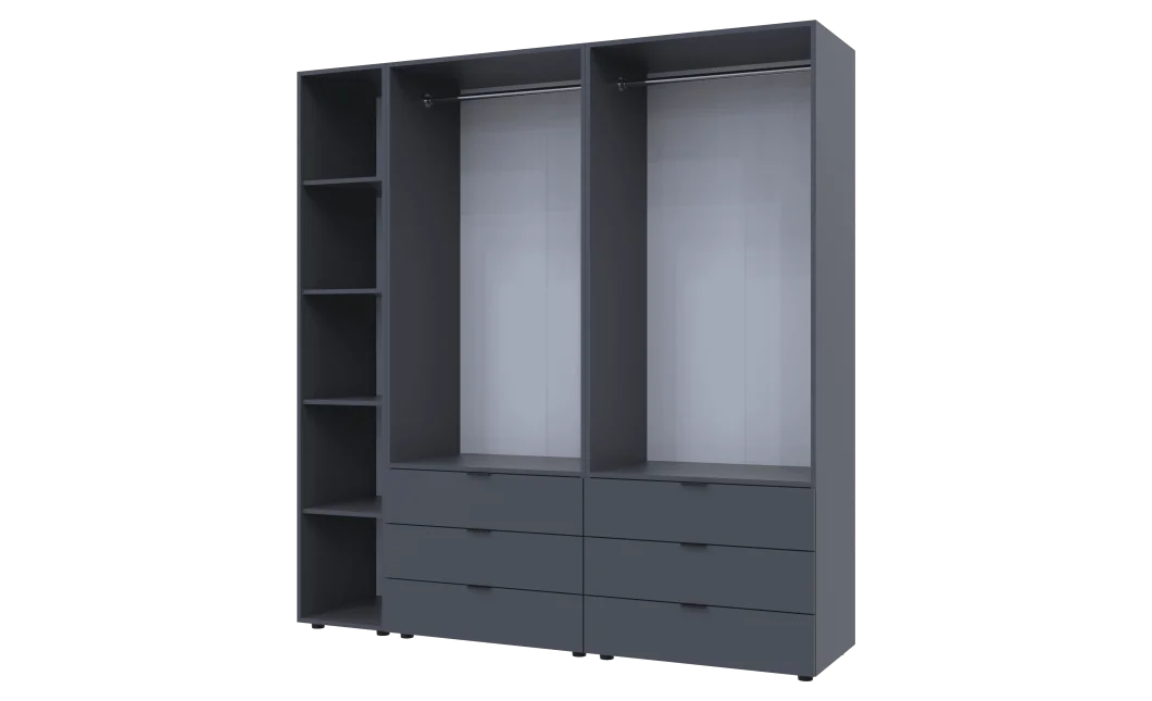 Set Doros Gelar s regálem Grafit 2+2 dveře 193,2 × 49,5 × 203,4 (42005056)