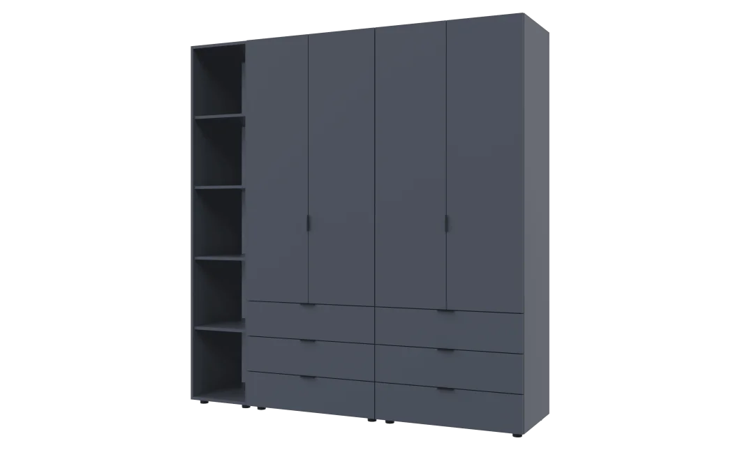 Set Doros Gelar s regálem Grafit 2+2 dveře 193,2 × 49,5 × 203,4 (42005056)