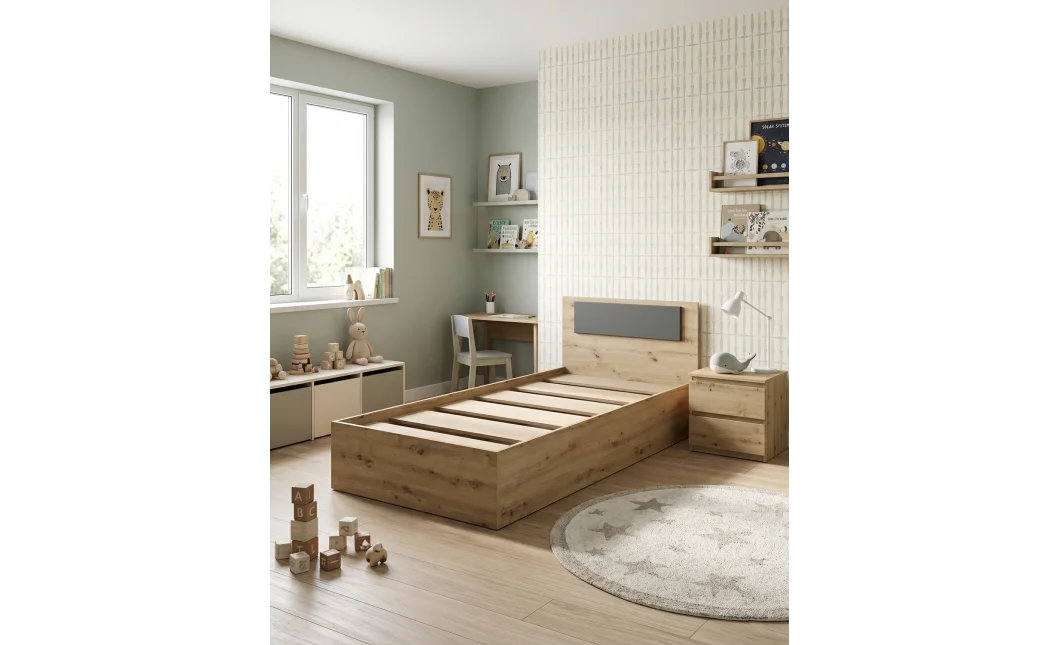 Postel Doros Rondi Jednolůžková Dub Artisan/Antracit 90x200 (44900530)