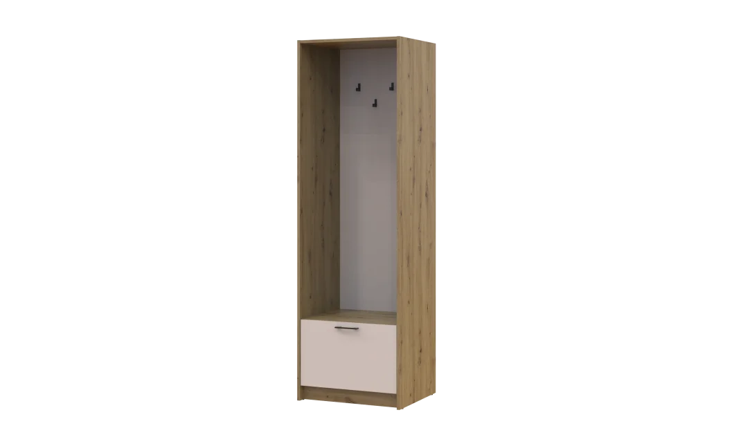 Regál s věšákem Doros Rondi Dub Artisan/Kašmír 60×52×195 (41516242)