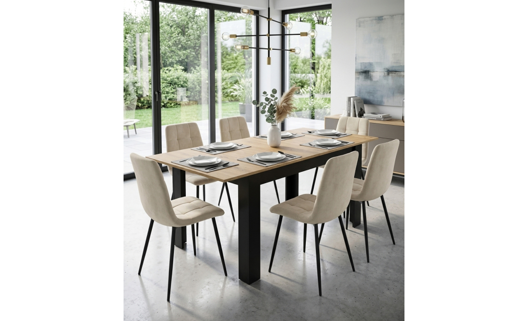 Rozkládací stůl NP 120–160 × 80 Dub Artisan + černá (100155171)
