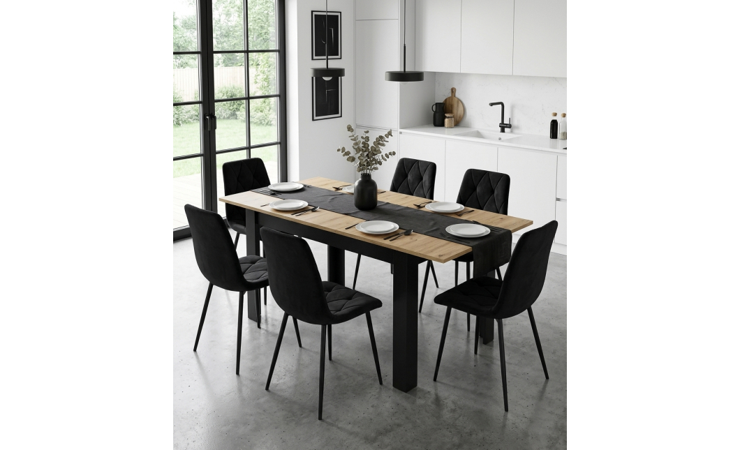 Rozkládací stůl NP 120–160 × 80 Dub Artisan + černá (100155171)