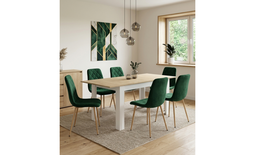 Rozkládací stůl NP 120–160 × 80 Dub Sonoma + bílá (100155181)