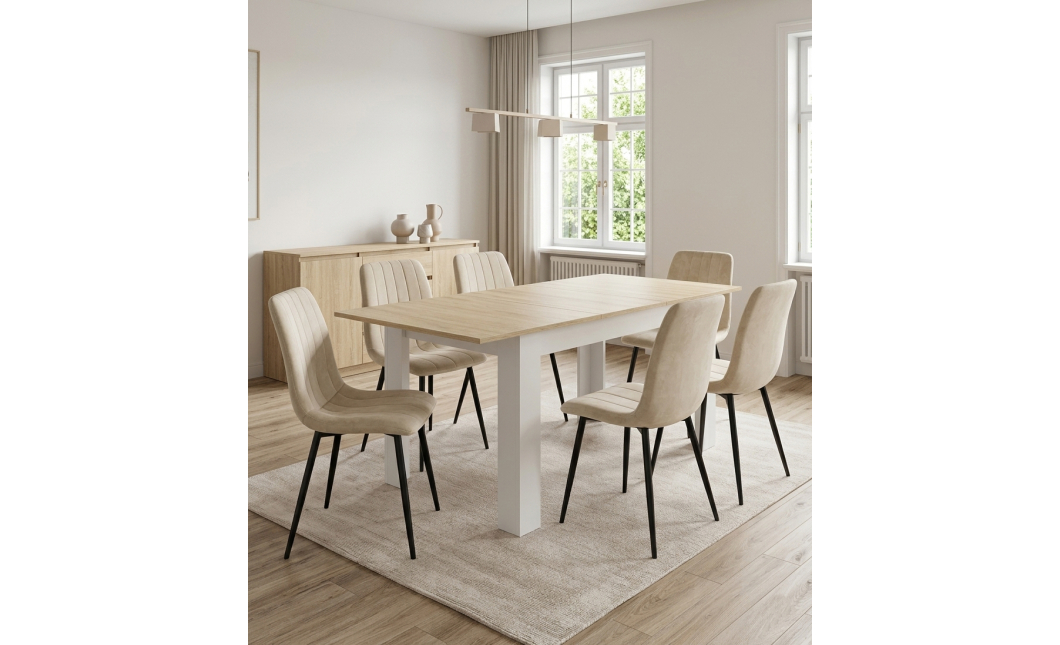 Rozkládací stůl NP 120–160 × 80 Dub Sonoma + bílá (100155181)