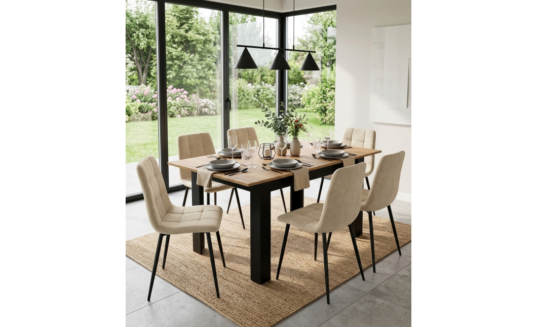 Rozkládací stůl NP 120–160 × 80 Kraft + černá (100155161)
