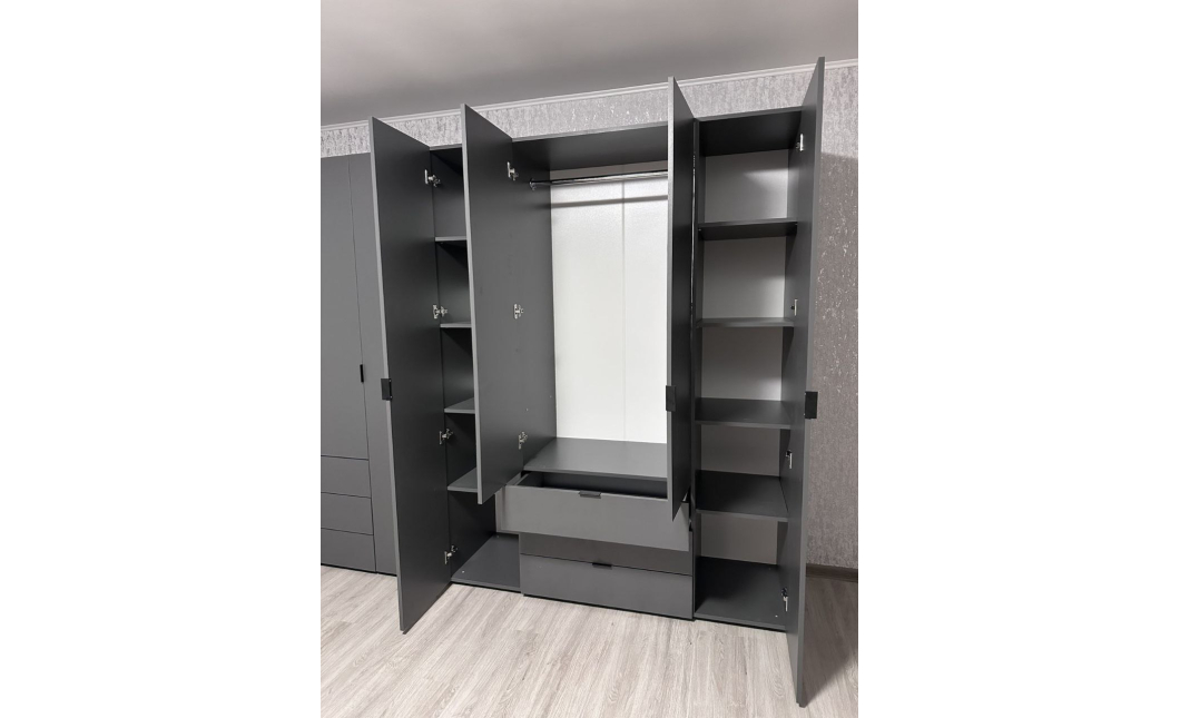 Šatní skříň na oblečení Doros Gelar set Grafit 4+4 dveře 310×49,5×203,4 (42002130)