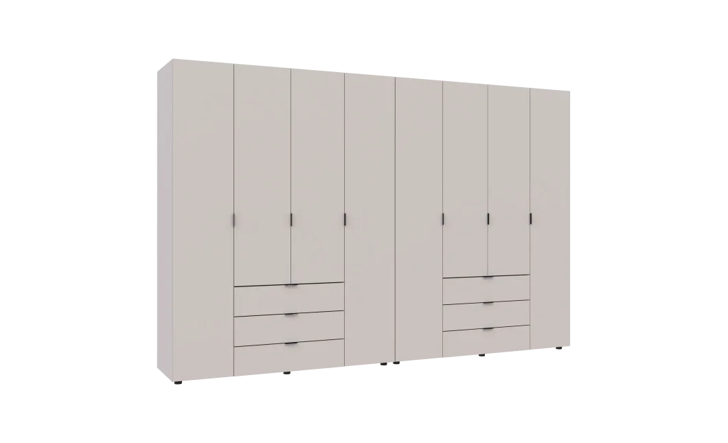 Šatní skříň na oblečení Doros Gelar set Kašmír 4+4 dveře 310×49,5×203,4 (80737642)