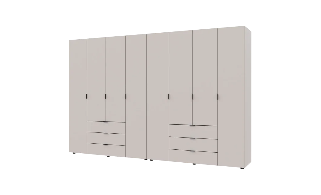 Šatní skříň na oblečení Doros Gelar set Kašmír 4+4 dveře 310×49,5×203,4 (80737642)