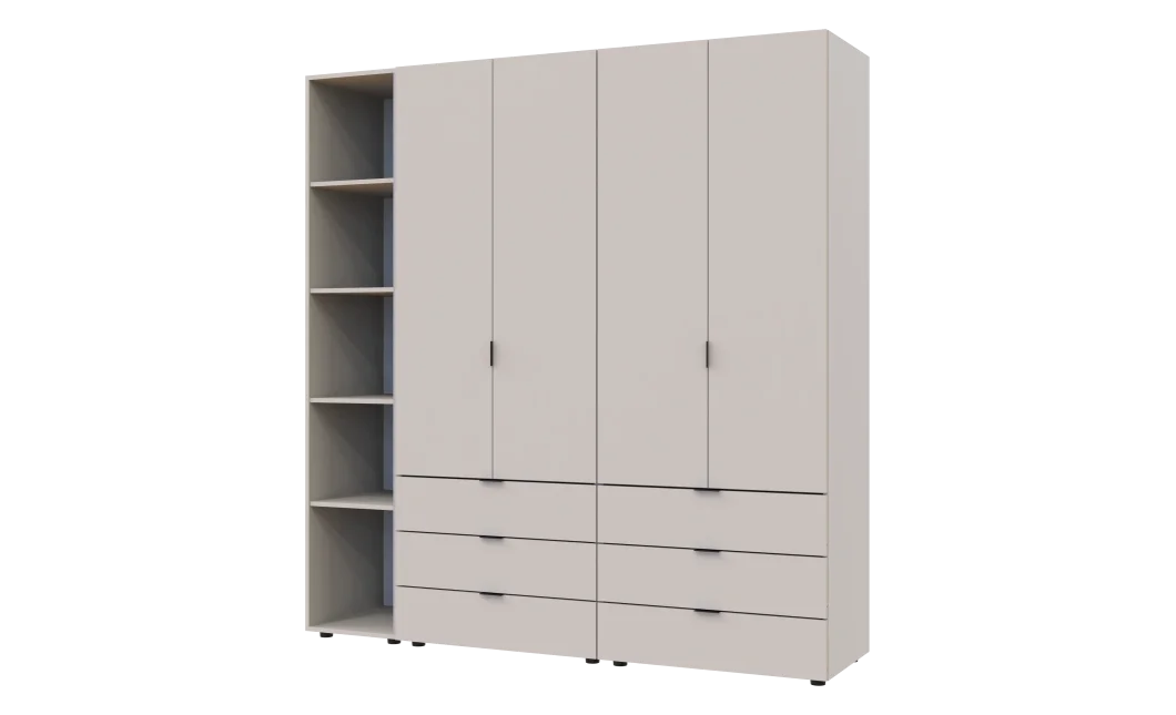 Skříň na oblečení Doros Gelar s regálem Kašmír 2+2 dveře 193,2 × 49,5 × 203,4 (80737649)