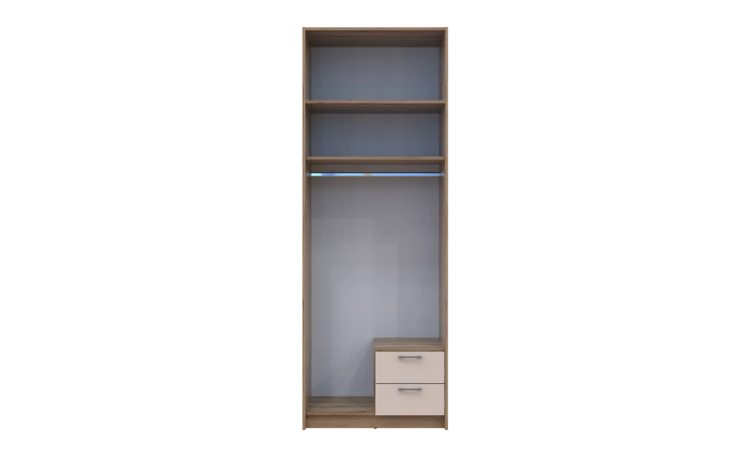 Šatní skříň Doros Rondy s nadstavcem a zrcadlem Dub Artisan/Kašmír 2 dveře 82x52x236 (80737811)