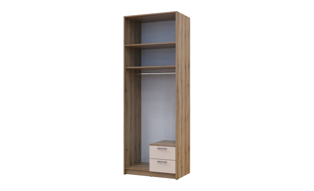 Šatní skříň Doros Rondy s nadstavcem a zrcadlem Dub Artisan/Kašmír 2 dveře 82x52x236 (80737811)