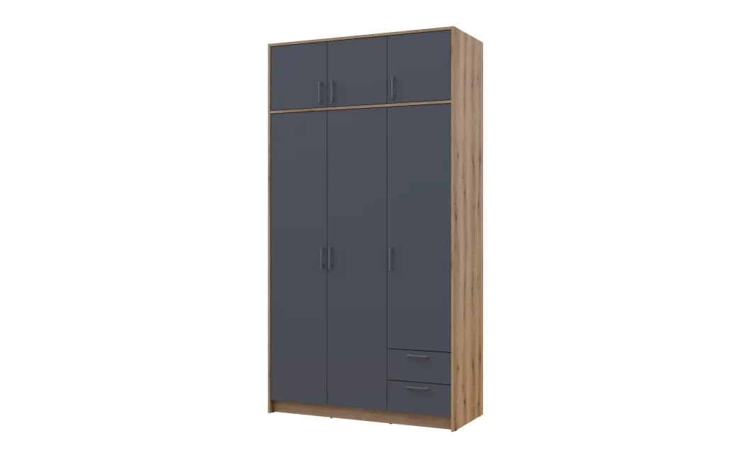 Šatní skříň Doros Rondy s nadstavcem Dub Artisan/Graphit 3 dveře 121x52x236 (80737818)