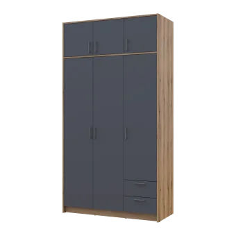 Šatní skříň Doros Rondy s nadstavcem Dub Artisan/Graphit 3 dveře 121x52x236 (80737818)