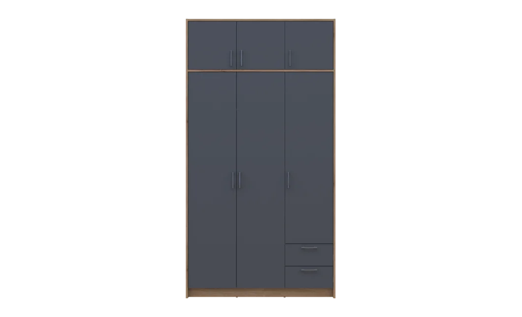 Šatní skříň Doros Rondy s nadstavcem Dub Artisan/Graphit 3 dveře 121x52x236 (80737818)