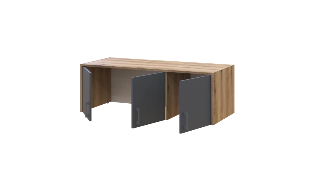 Šatní skříň Doros Rondy s nadstavcem a zrcadlem Dub Artisan/Graphit 3 dveře 121x52x236 (80737820)