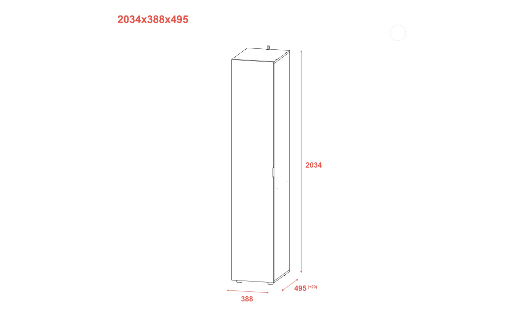Skříň na oblečení Doros Gelar Grafit se zrcadlem 39 × 49,5 × 203,4 (44900244)