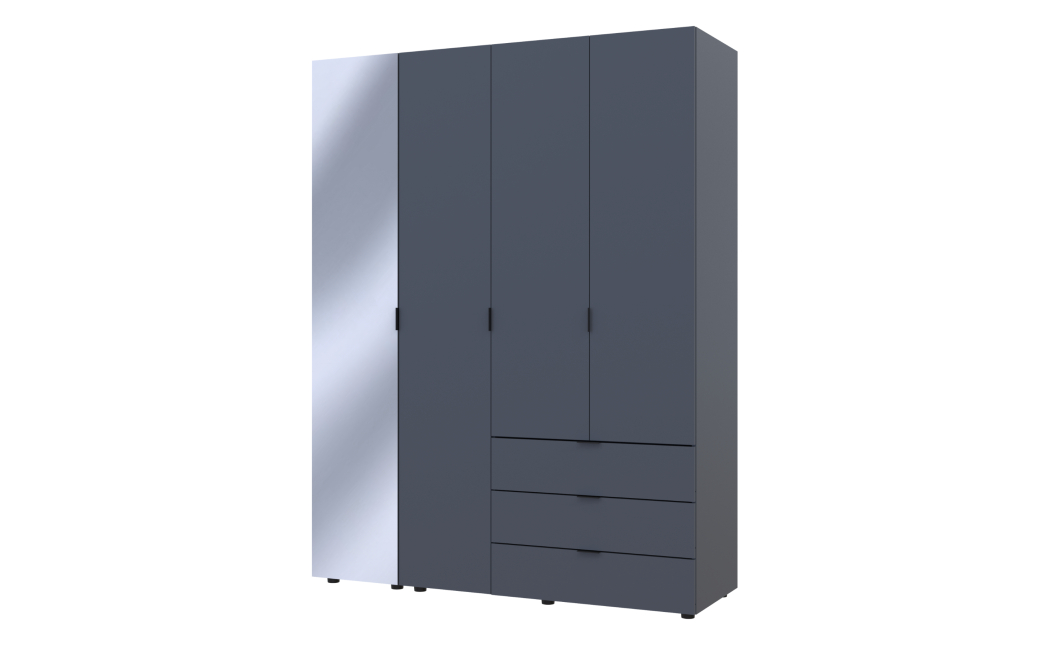 Skříň na oblečení Doros Gelar Grafit 3 dveře/zrcadlo 155 × 49,5 × 203,4 (42002158)
