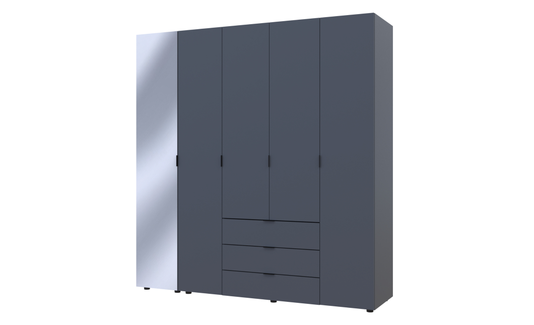 Skříň na oblečení Doros Gelar Grafit 4 dveře/zrcadlo 194 × 49,5 × 203,4 (42002161)
