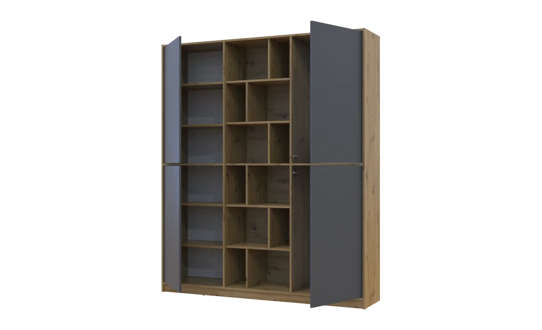 Skříň na oblečení Doros Morgan Grafit/Dub Artisan dveře DTD 180×40×210 (42001256)