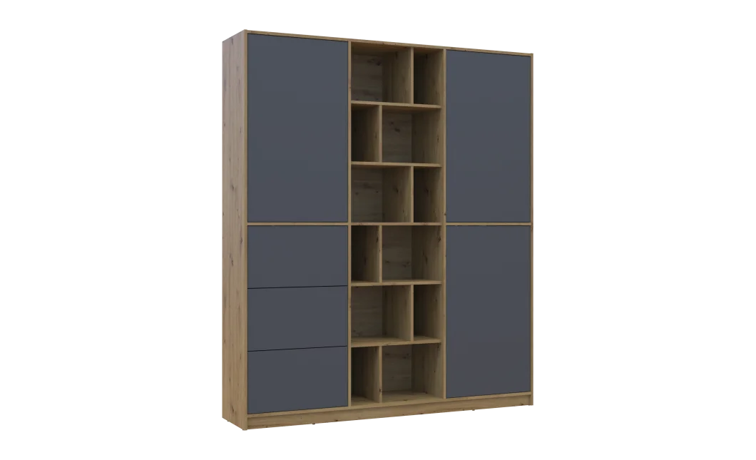 Skříň na oblečení Doros Morgan Grafit/Dub Artisan dveře/šuplíky DTD 180×40×210 (42002256)