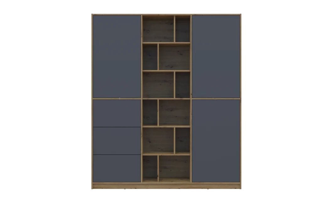 Skříň na oblečení Doros Morgan Grafit/Dub Artisan dveře/šuplíky DTD 180×40×210 (42002256)