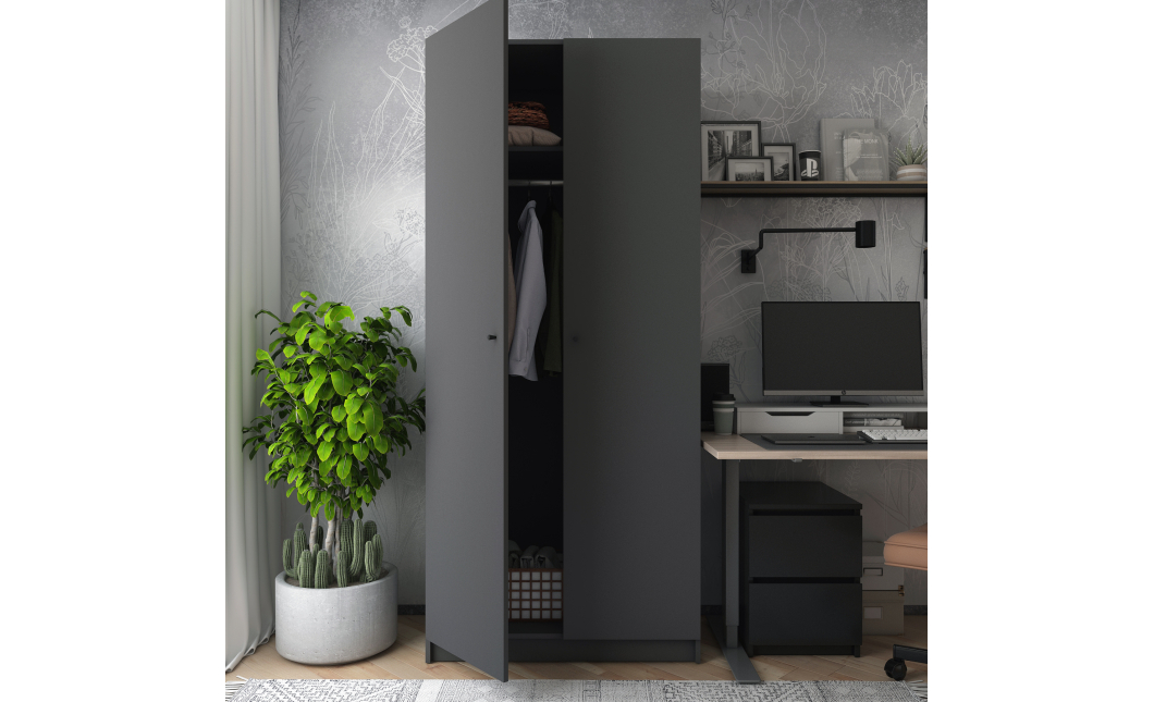 Šatní skříň Promo Antracit 2 dveře 90x48x204 (44900523)