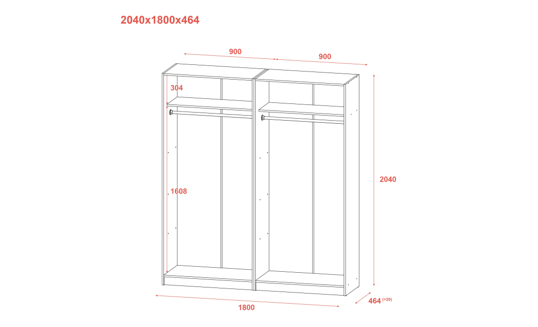 Sada Promo Antracit 2+2 dveře 180x48x204 (42005333)