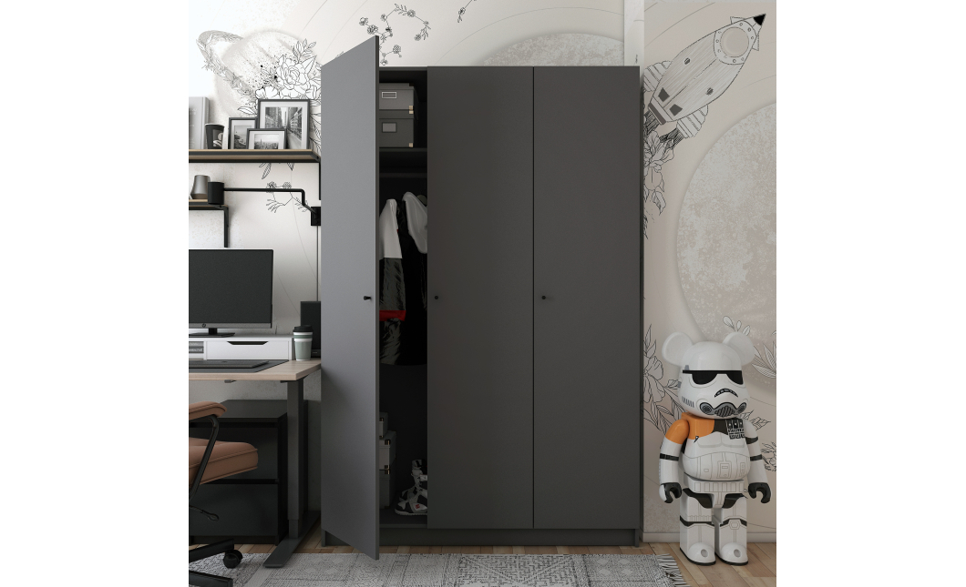 Šatní skříň Promo Antracit 3 dveře 135x48x204 (44900524)