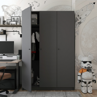 Šatní skříň Promo Antracit 3 dveře 135x48x204 (44900524)