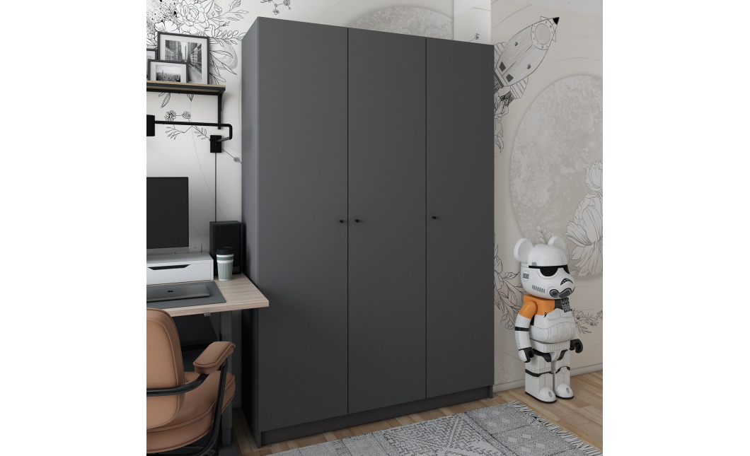 Šatní skříň Promo Antracit 3 dveře 135x48x204 (44900524)