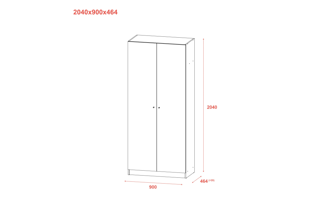 Skříň na oblečení Doros Promo Bílá 2 dveře 90×48×204 (80737070)