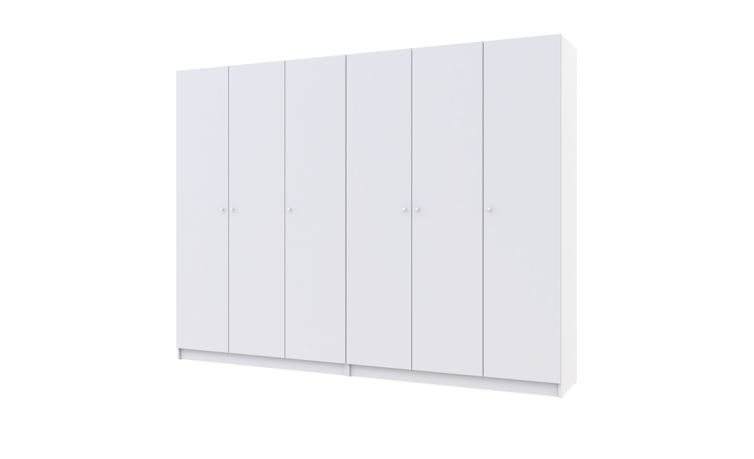 Skříň na oblečení Doros Promo Bílá 3+3 dveře 270×48×204 (42005006)