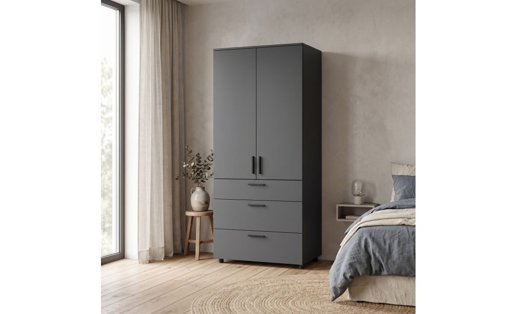 Skříň na oblečení Doros Thorn Antracit 2 DTD/3Š police 90х51.6х200 (44900446)