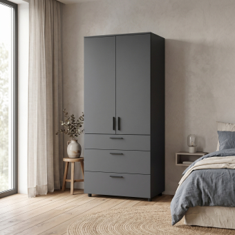 Skříň na oblečení Doros Thorn Antracit 2 DTD/3Š police 90х51.6х200 (44900446)