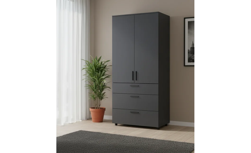 Skříň na oblečení Doros Thorn Antracit 2 DTD/3Š tyč 90х51.6х200 (44900445)