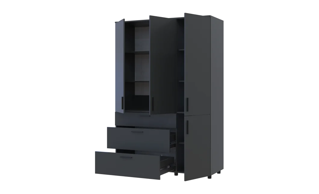 Skříň na oblečení Doros Thorn Antracit 3 DTD/3Š police 135х51.6х200 (44900494)