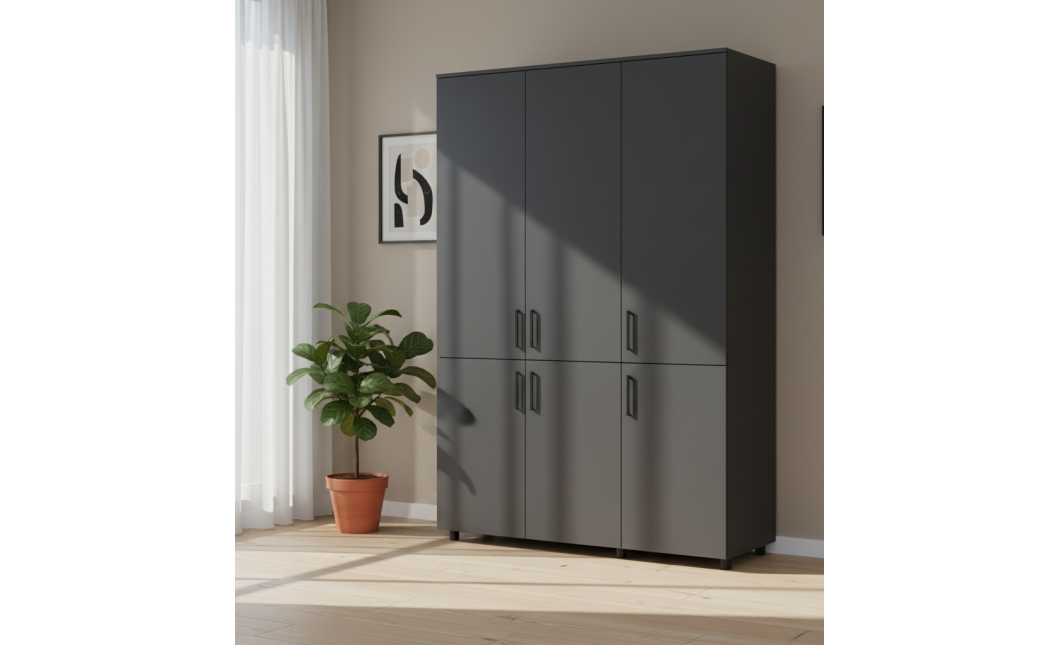 Skříň na oblečení Doros Thorn Antracit 3 DTD police 135x51.6x200 (44900492)