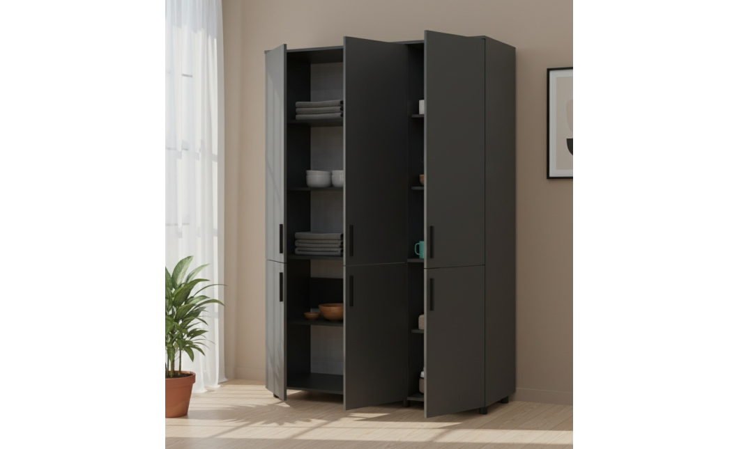 Skříň na oblečení Doros Thorn Antracit 3 DTD police 135x51.6x200 (44900492)