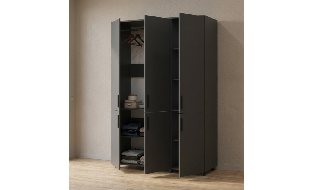 Skříň na oblečení Doros Thorn Antracit 3 DTD tyč 135х51.6х200 (44900491)