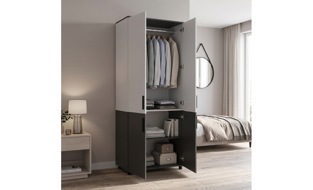 Skříň na oblečení Doros Thorn Antracit/Bílá 2 DTD tyč 90х51.6х200 (44900467)