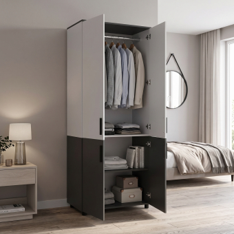 Skříň na oblečení Doros Thorn Antracit/Bílá 2 DTD tyč 90х51.6х200 (44900467)