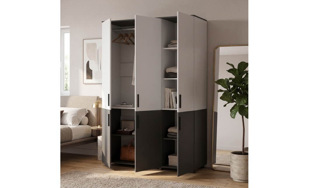 Skříň na oblečení Doros Thorn Antracit/Bílá 3 DTD tyč 135х51.6х200 (44900515)