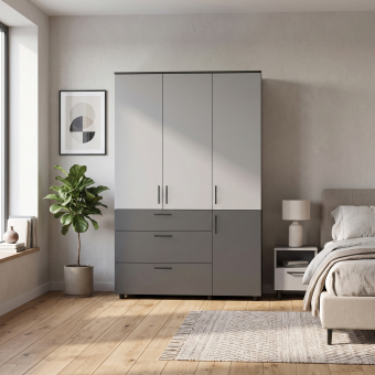 Skříň na oblečení Doros Thorn Antracit/Šedá 3 DTD/3Š tyč 135х51.6х200 (44900521)