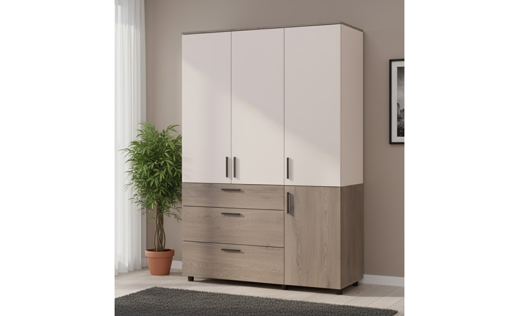 Skříň na oblečení Doros Thorn Cremona Cannolo/Kašmír 3 DTD/3Š police 135х51.6х200 (44900502)