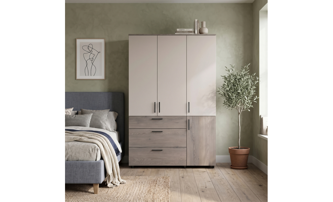 Skříň na oblečení Doros Thorn Cremona Cannolo/Kašmír 3 DTD/3Š tyč 135х51.6х200 (44900501)