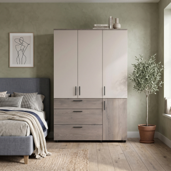 Skříň na oblečení Doros Thorn Cremona Cannolo/Kašmír 3 DTD/3Š tyč 135х51.6х200 (44900501)