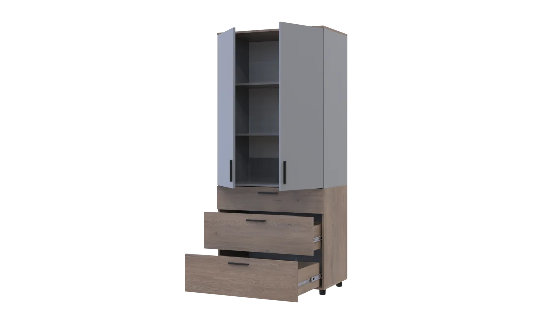 Skříň na oblečení Doros Thorn Cremona Cannolo/Šedá 2 DTD/3Š police 90х51.6х200 (44900458)